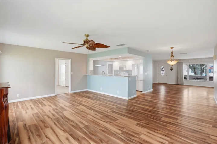 Open kitchen, living room, dining room and family room.