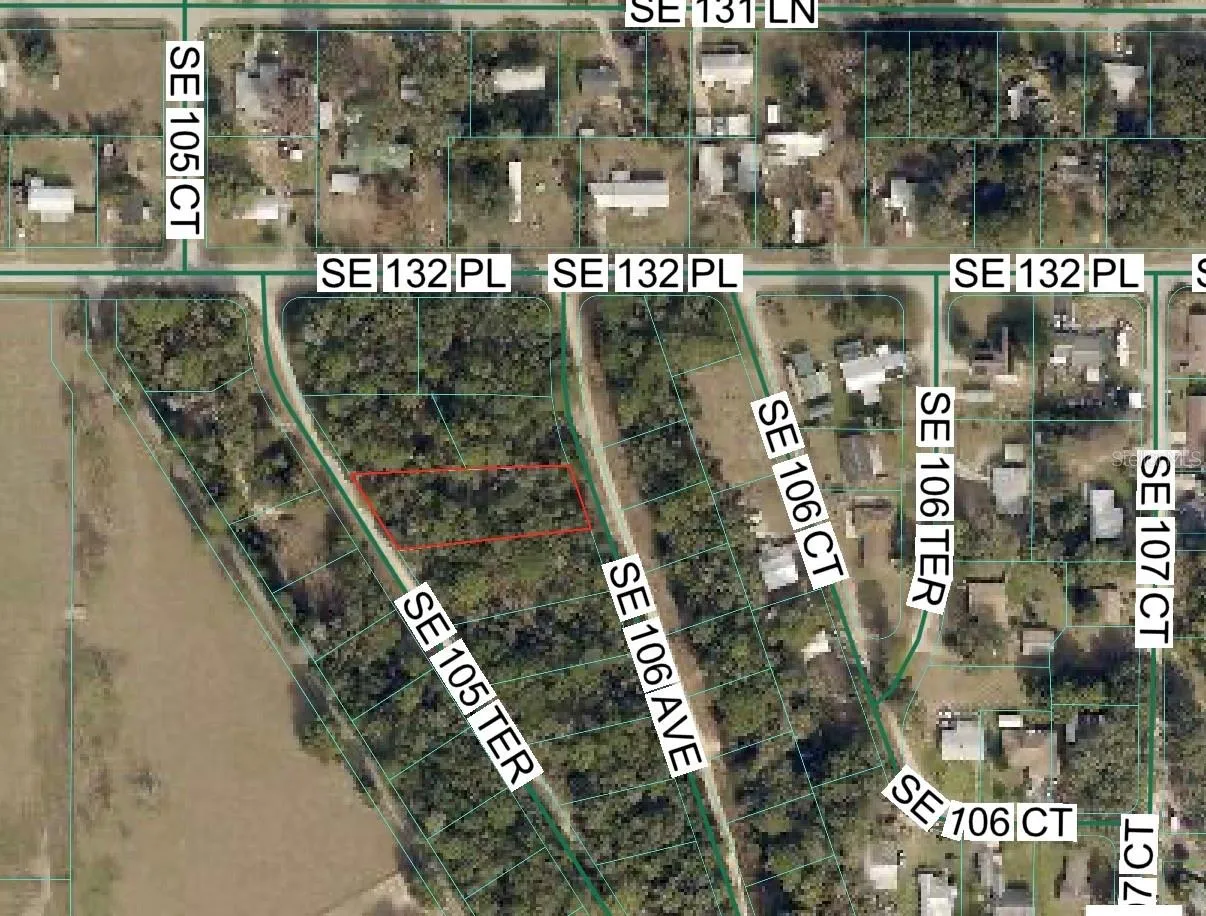 Aerial view showing the approximate location of Lot 8. Property boundaries are approximate; buyer to verify