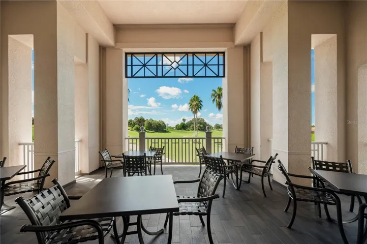 Outdoor seating at the clubhouse