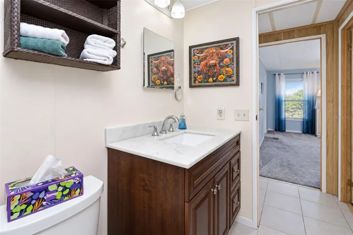 Guest bath is just across the hall from the Guest Bedroom - quite handy when guest come to stay a few days!