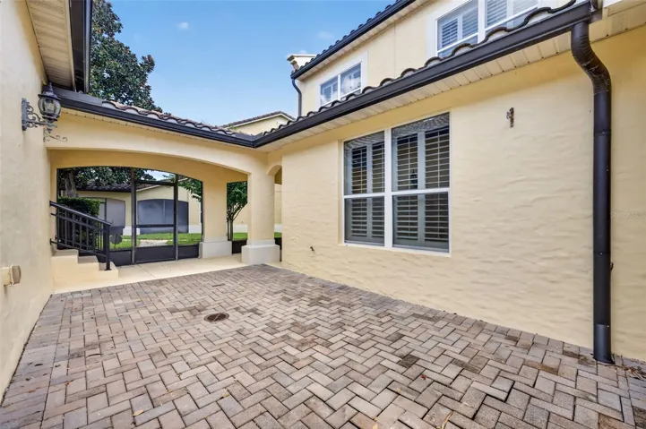 Space between home and the garage.