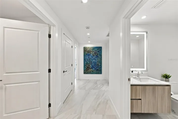 Hallway; half bathroom