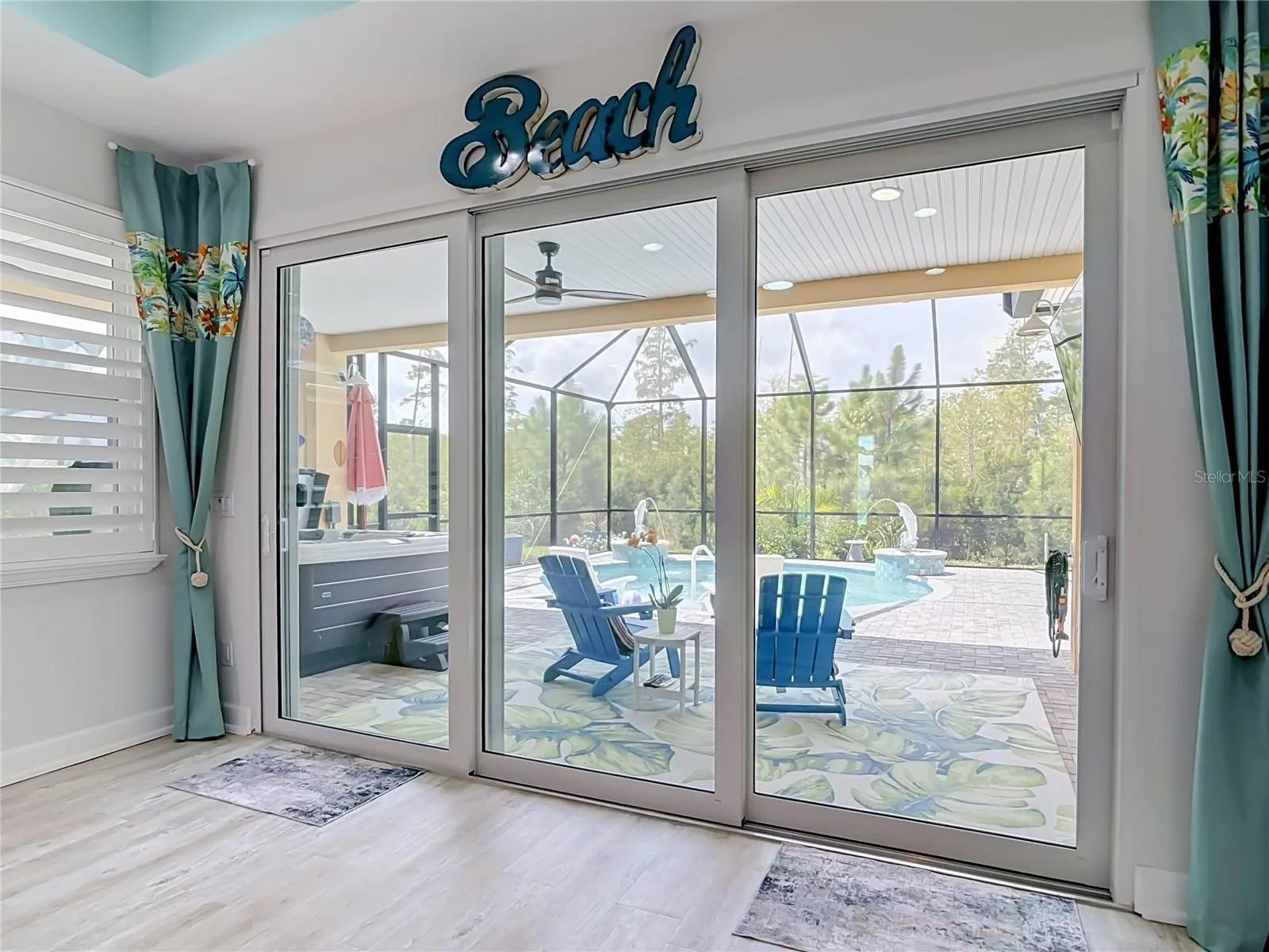 View of Pool from Living Room