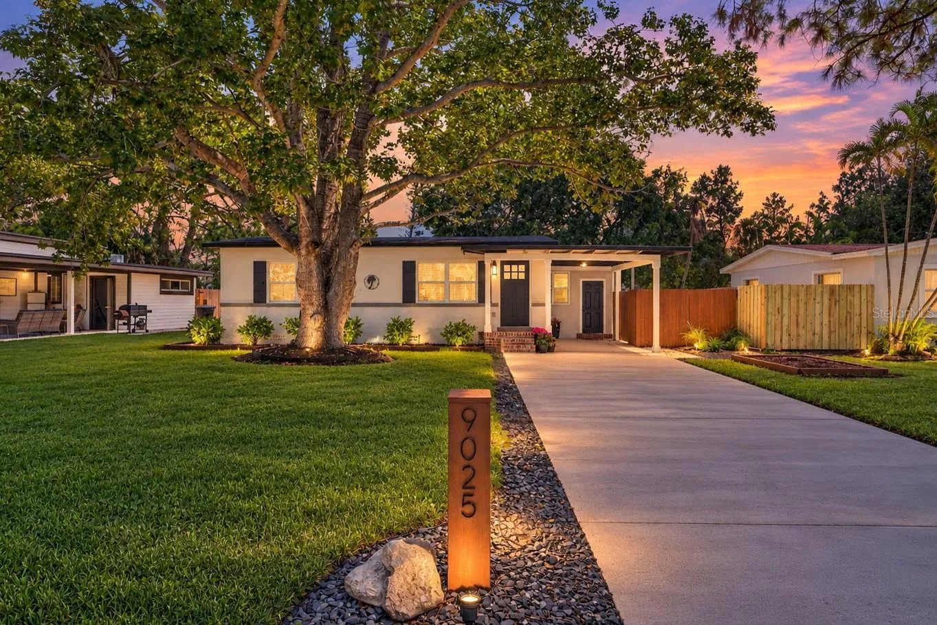 Attention to detail with landscaping and lighting.