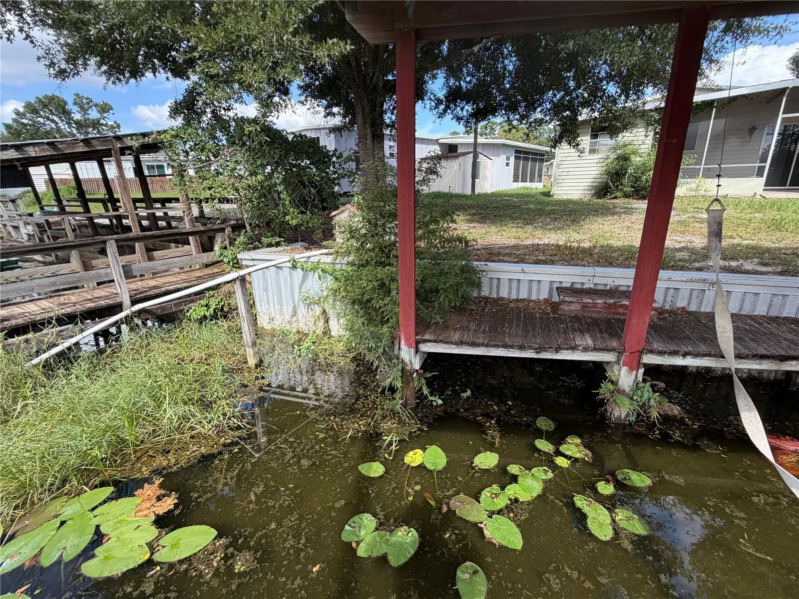 Boat house with view of the steel seawall