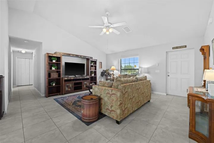 View through the living room toward the entry