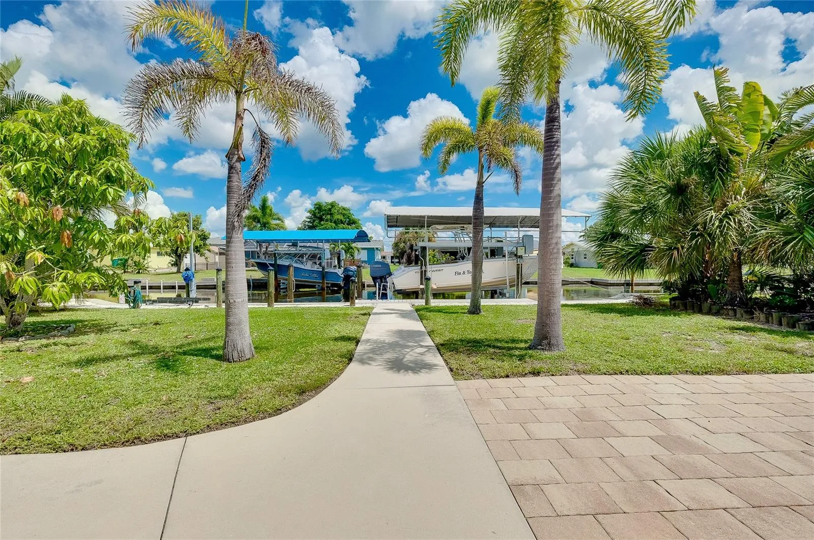 Side walk to/from boat, roll coolers