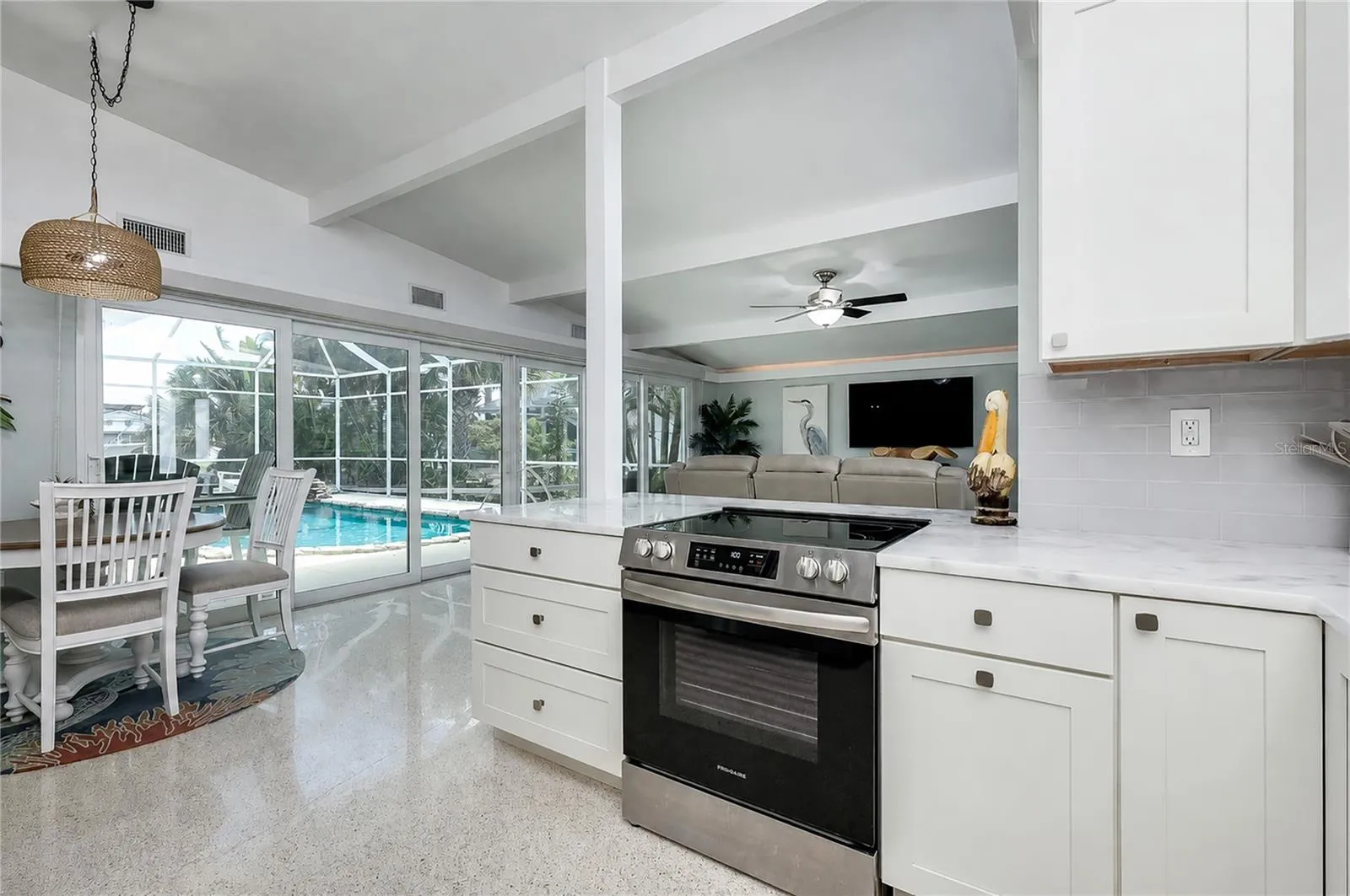 Open concept, with pool view