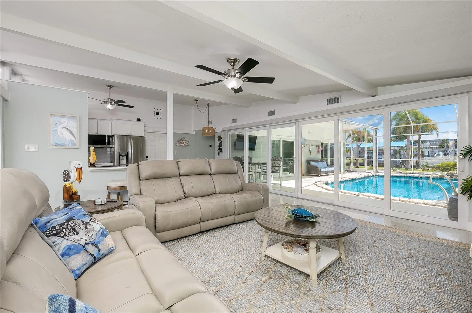 Open concept, vaulted ceiling