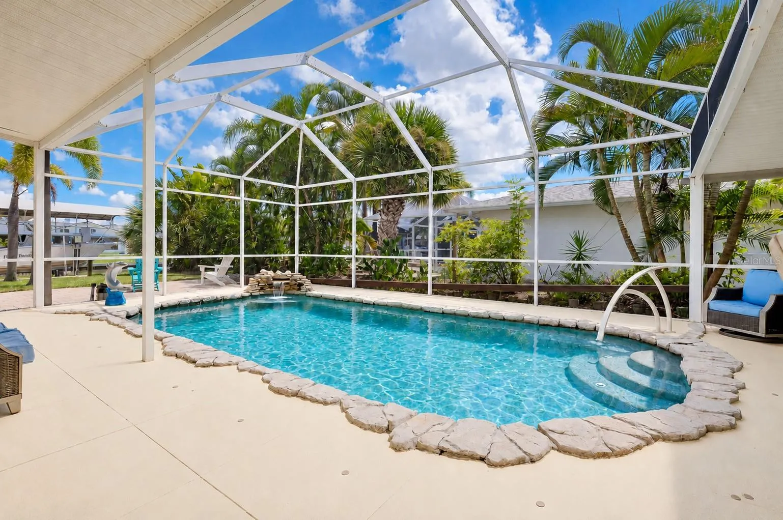 Heated Salt-water pool with flagstone accents
