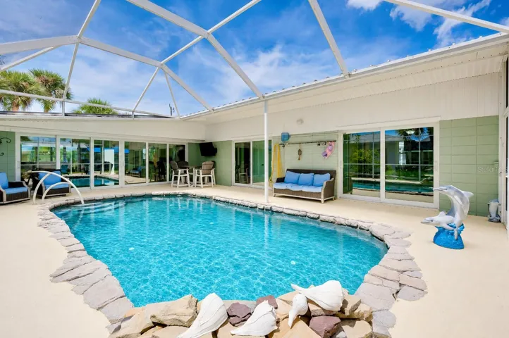 Ample entertaining areas around pool