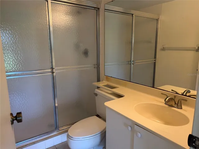 Primary bath has shower