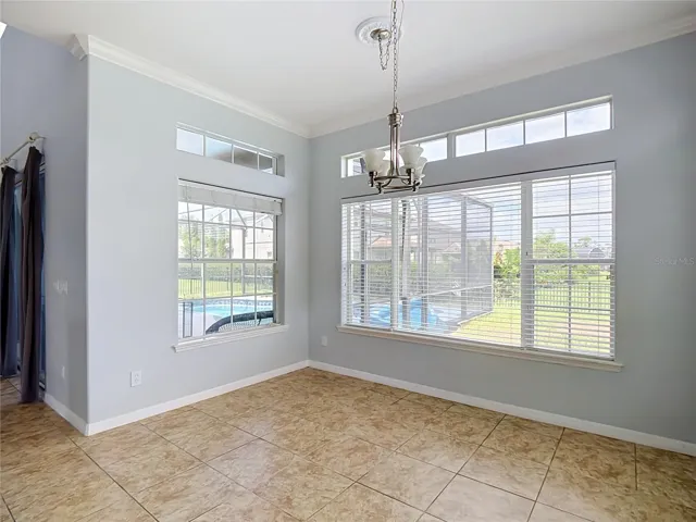 kitchen eating area overlooking pool