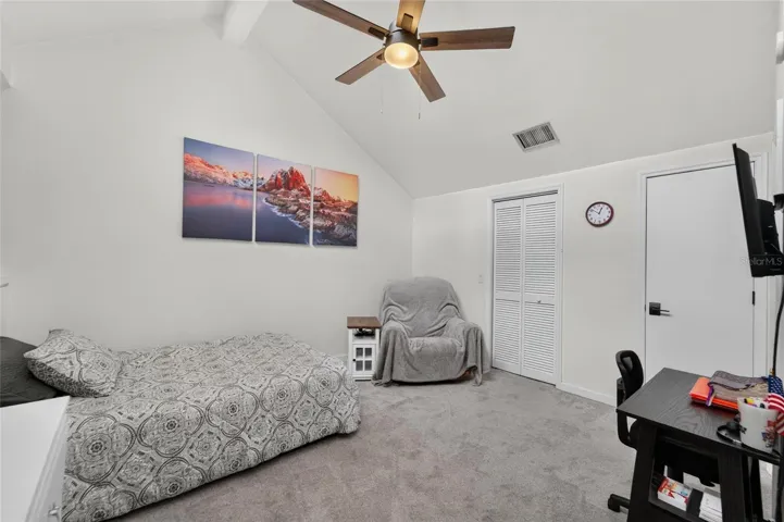 This room offers a closet, private bath and attic access for additonal storage.