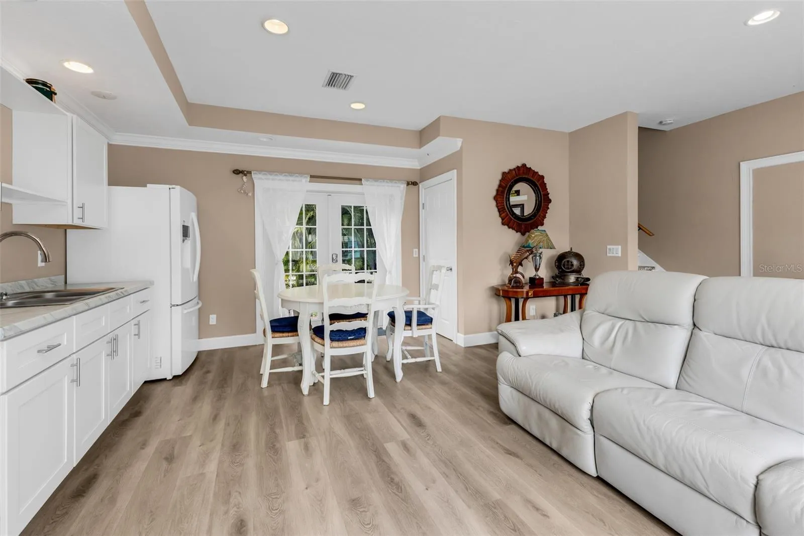 Living & Kitchen view from French doors