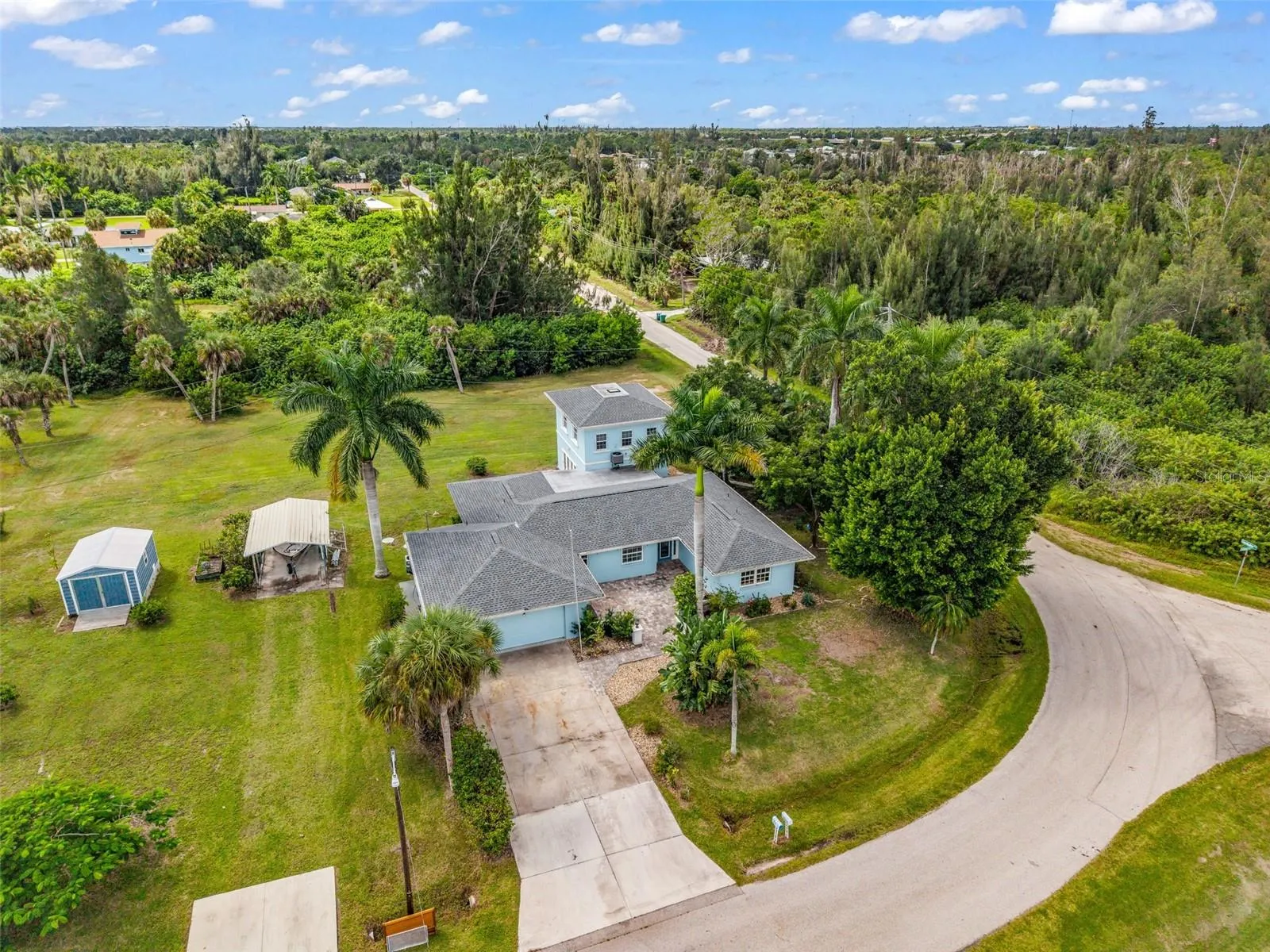 Aerial view of corner lot
