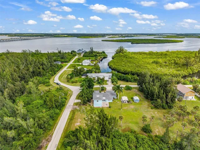 Aerial View of the rear of home and River view
