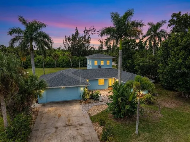 Front of home at sunset