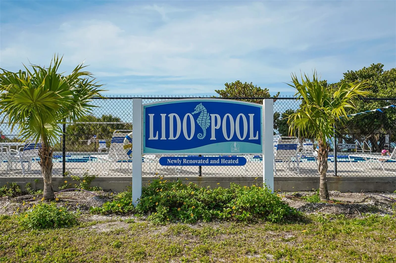 Lido Pool at Lido Beach offers a refreshing coastal escape, surrounded by swaying palms and the beautiful white sands.