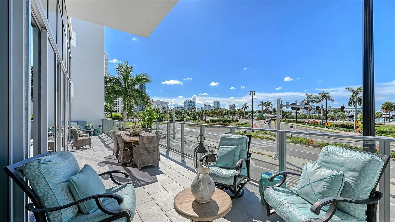 Enjoy sweeping panoramic views of Sarasota’s captivating city skyline.