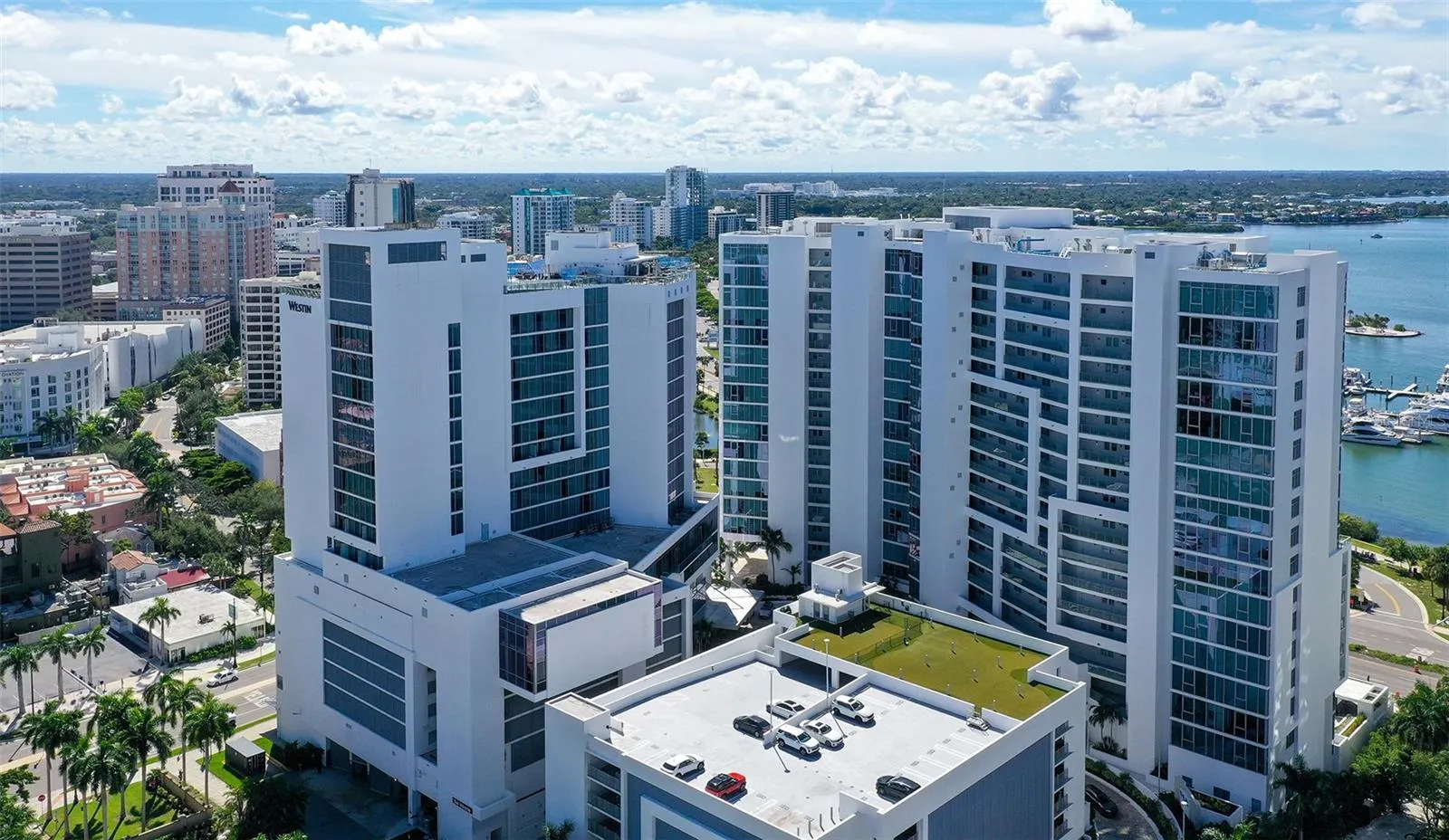 Enjoy sweeping panoramic views of Sarasota’s vibrant downtown skyline.