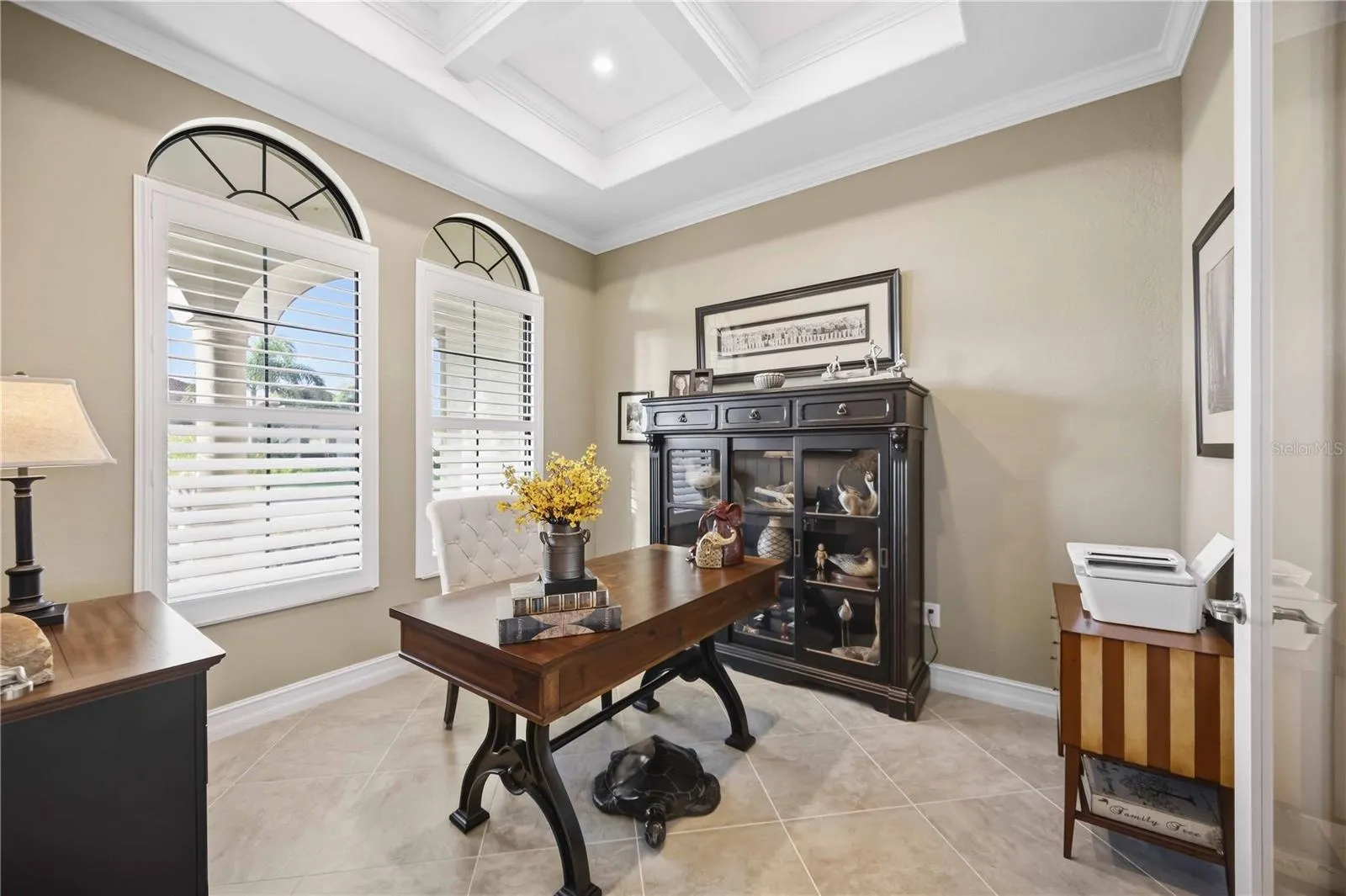 The office is beautiful.  Loads of light, plantation shutters throughout, really well done.