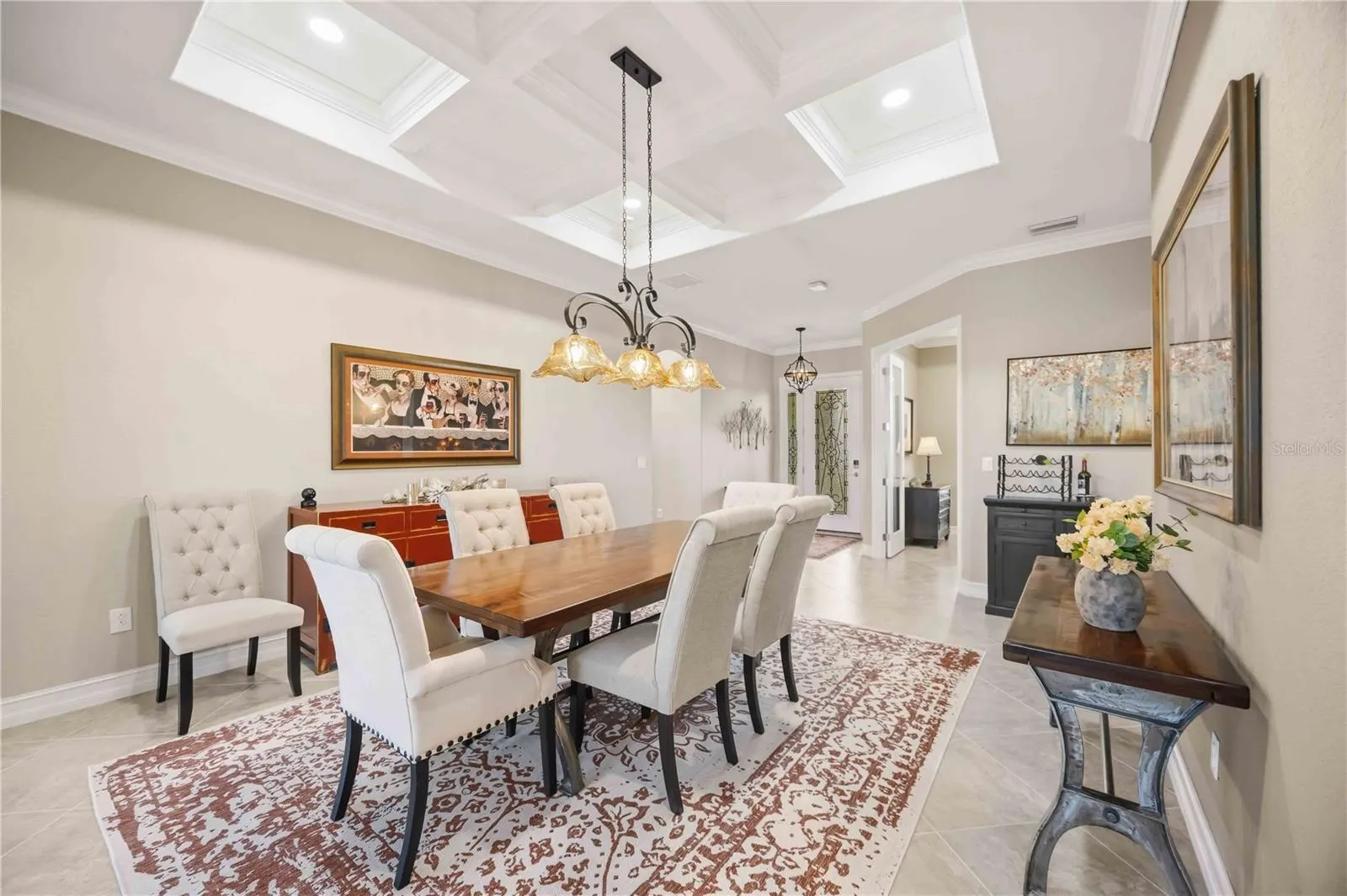 The dining room is the focal point as you enter the home.  the owners took the original dining room and made it an office.  The living room became the dining room and they removed the wall to open the home.  Simply stunning.