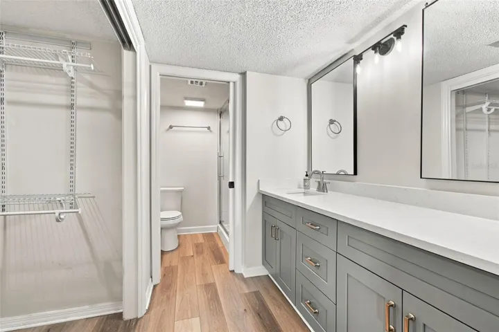 Updated primary bath with granite tops