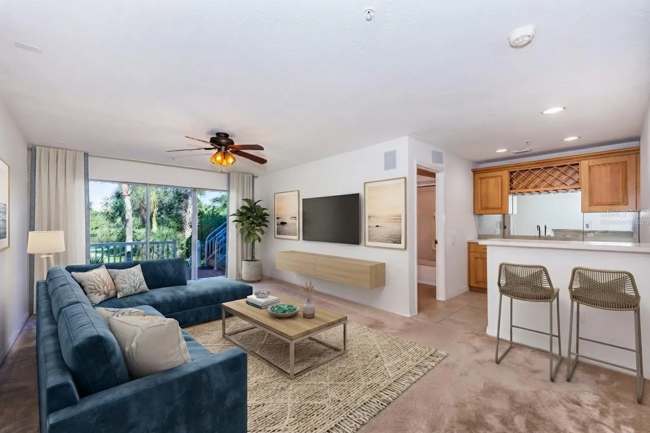 Virtually Staged rec room/family room