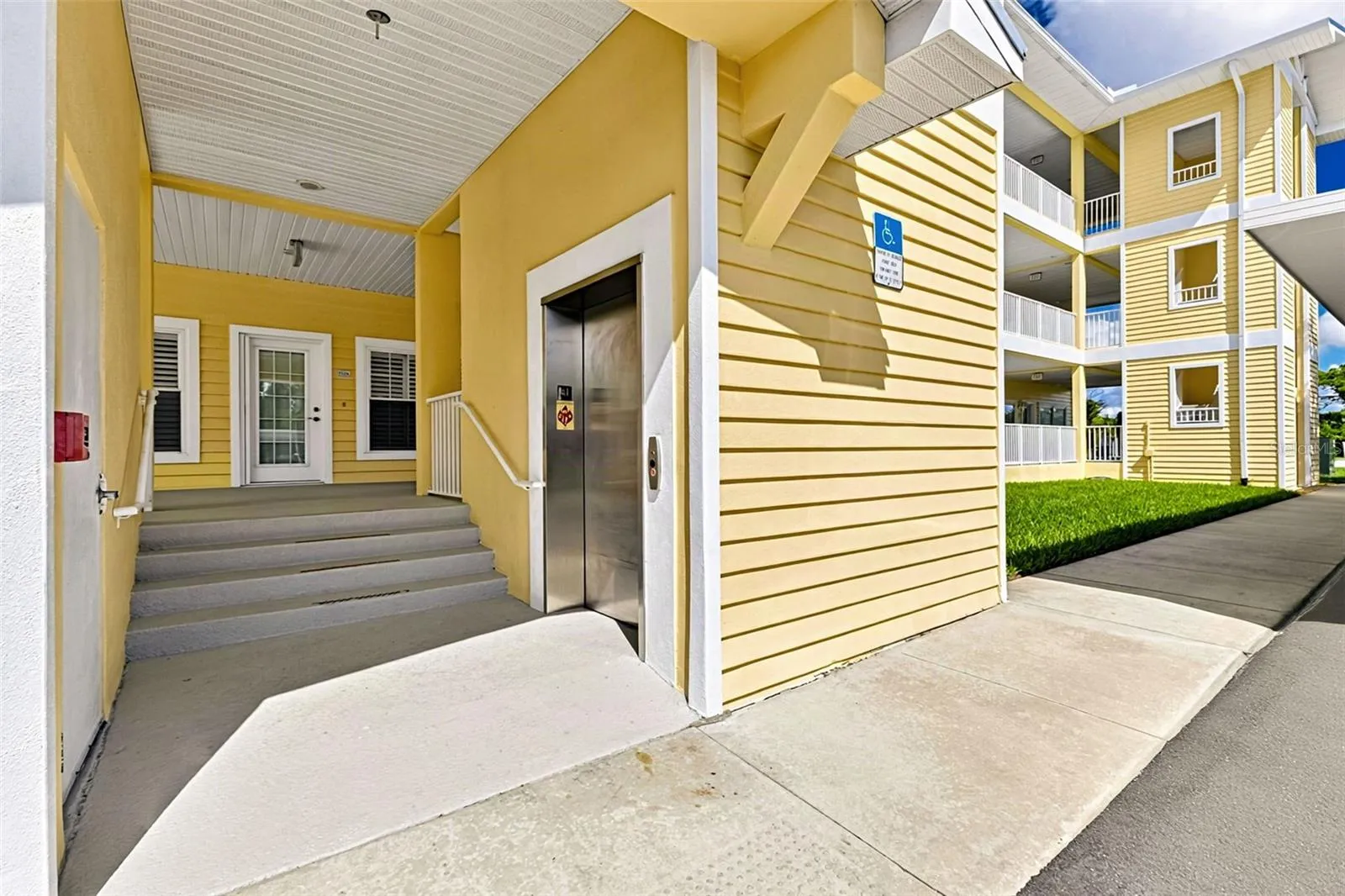 Elavater centrally located as well as stairs on either end of the building