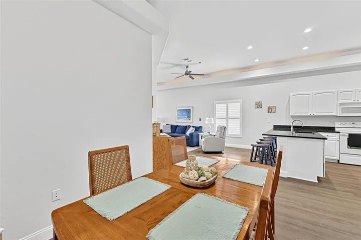 Dining area looking into kitchen