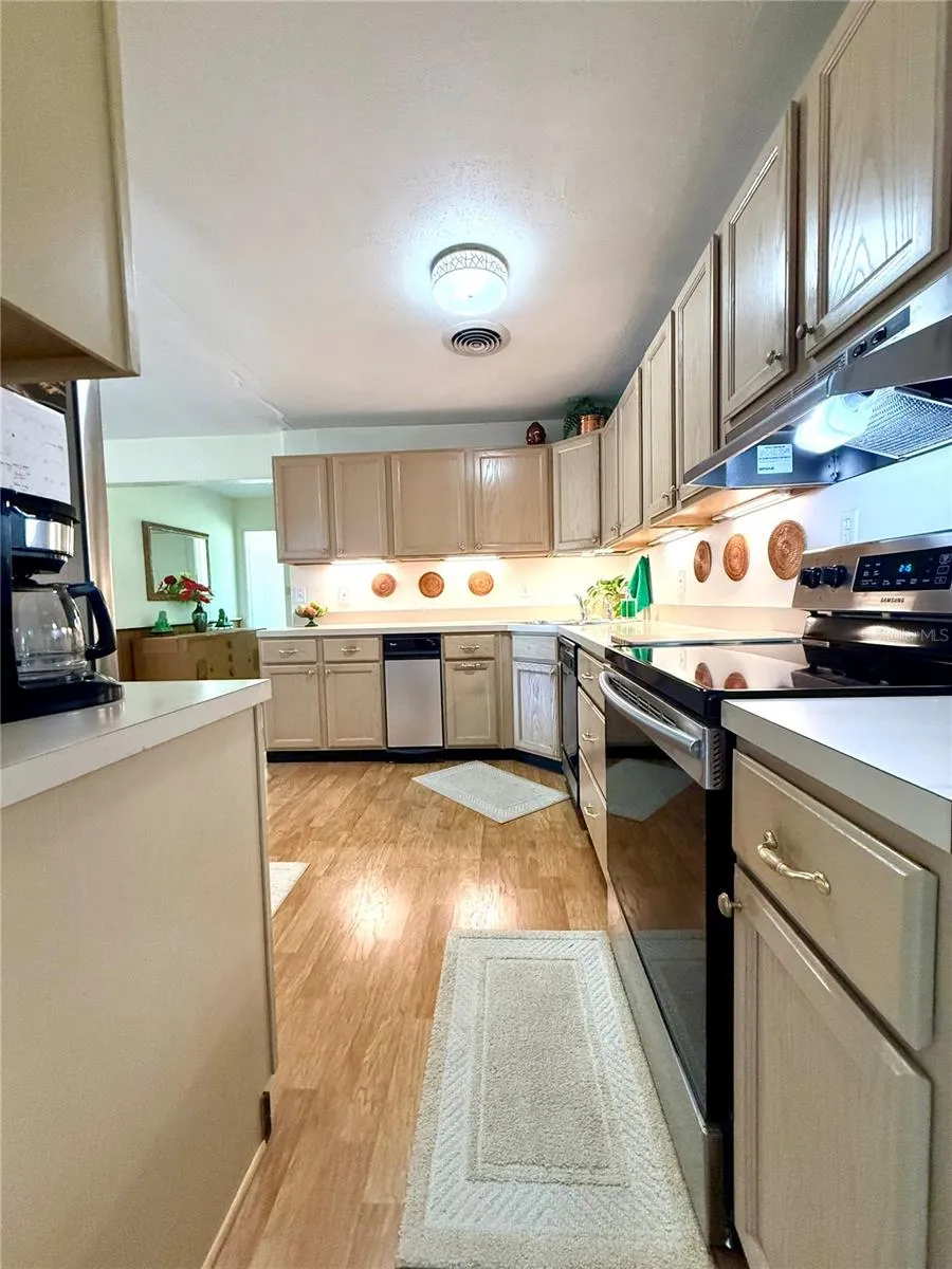 View of kitchen from Living room doorway