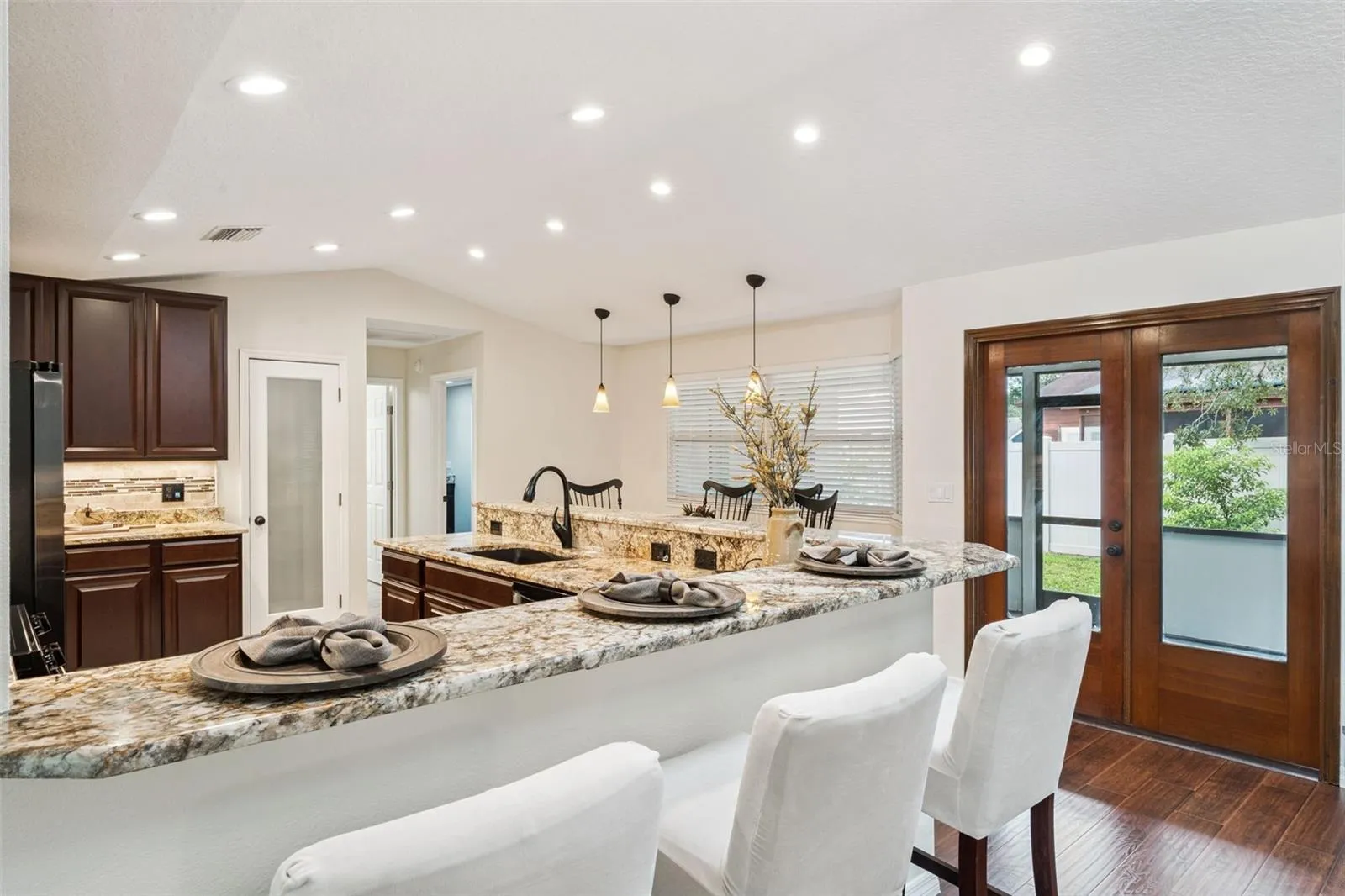 Breakfast bar and open to the living room!