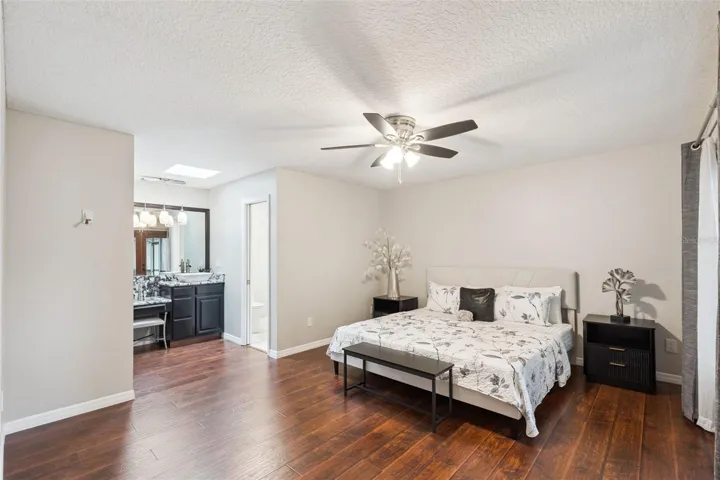 Spacious master with tons of rooms and split bedroom provides privacy.