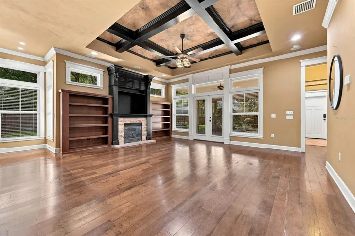 Custom built-ins &amp; pre-wired for sound throughout the house