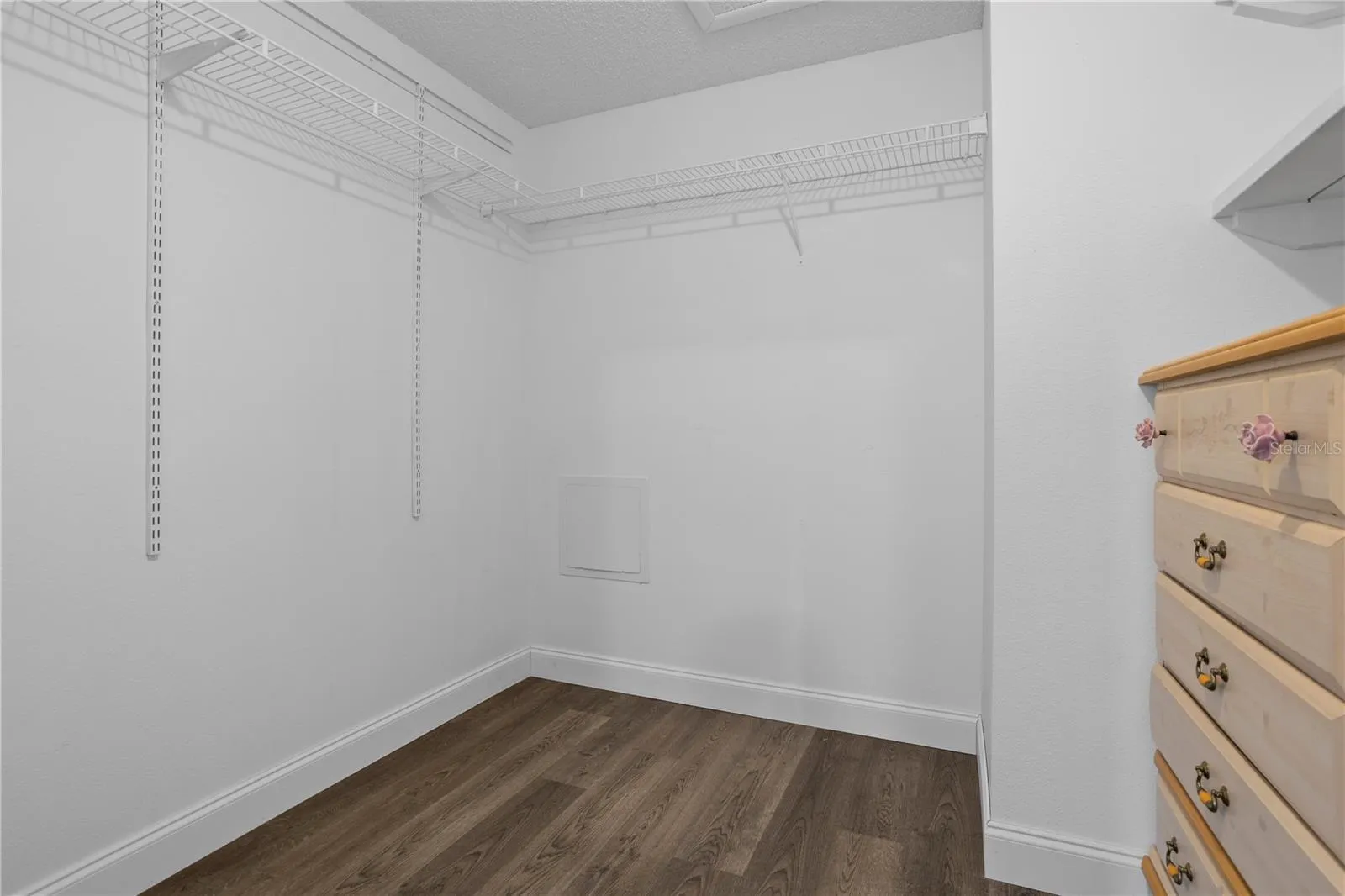large walk in closet in primary bedroom