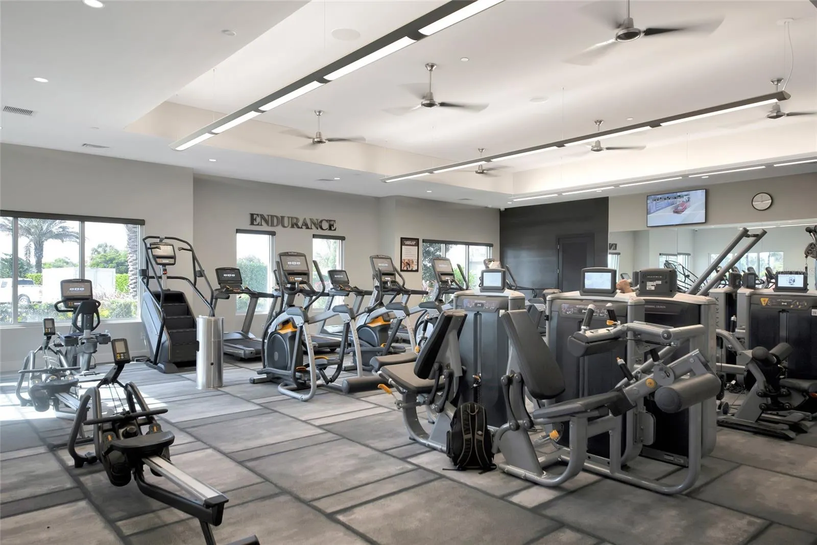 Fully outfitted gym &amp; locker room.
