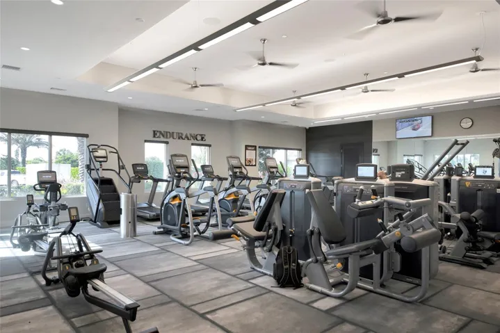 Fully outfitted gym &amp; locker room.