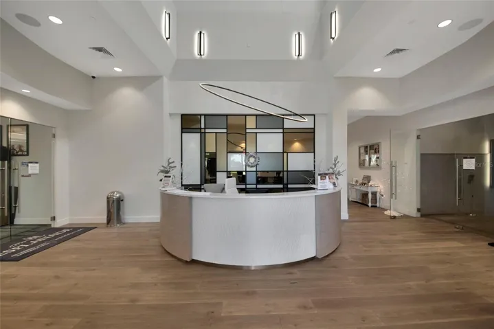 Clubhouse reception desk.