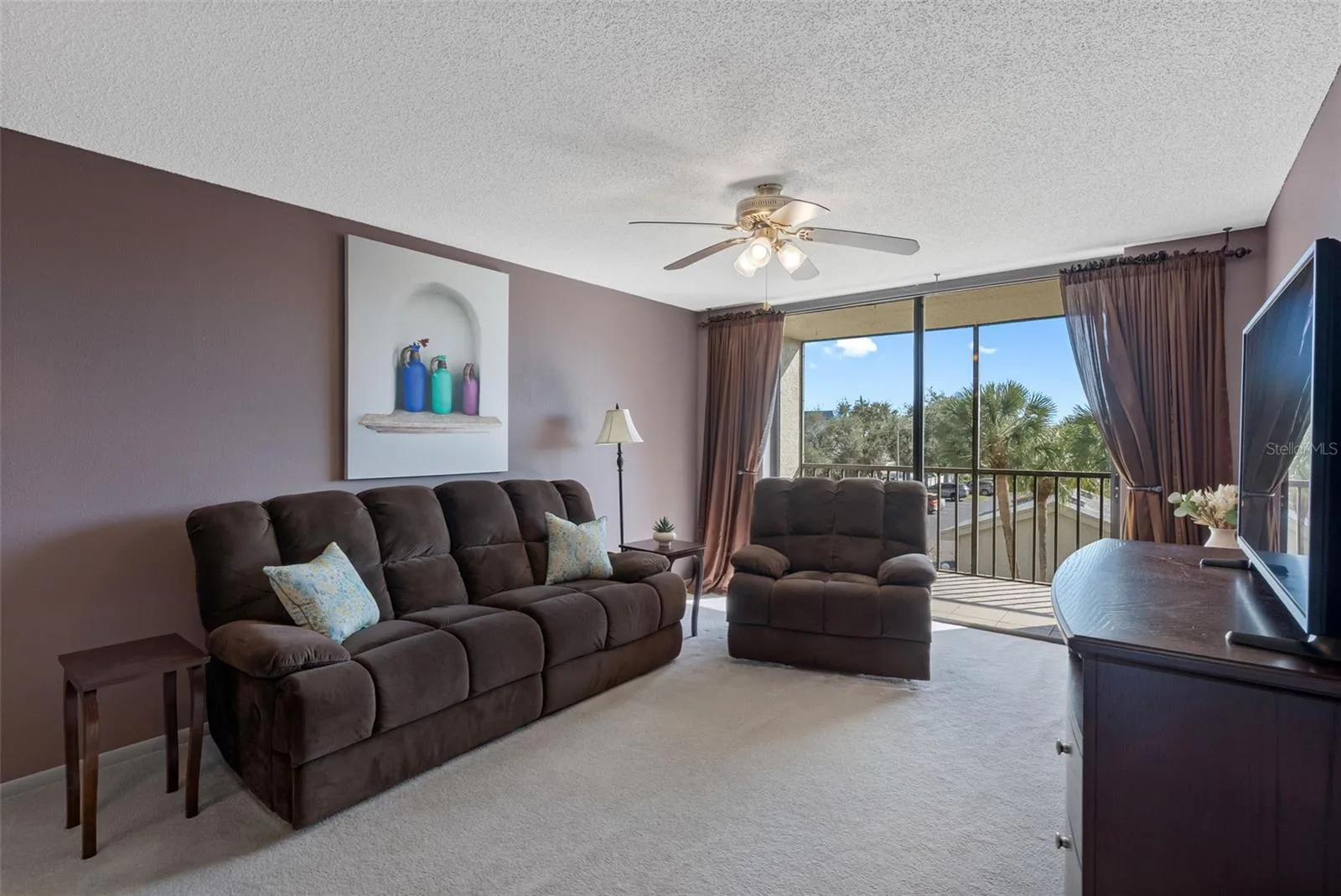 Living area adjoining balcony