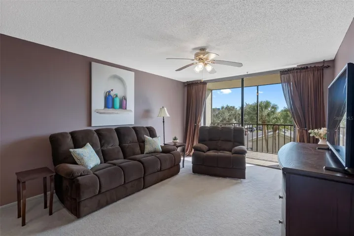 Living area adjoining balcony