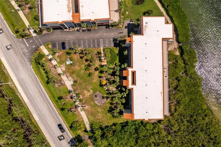 Aerial view of the building.