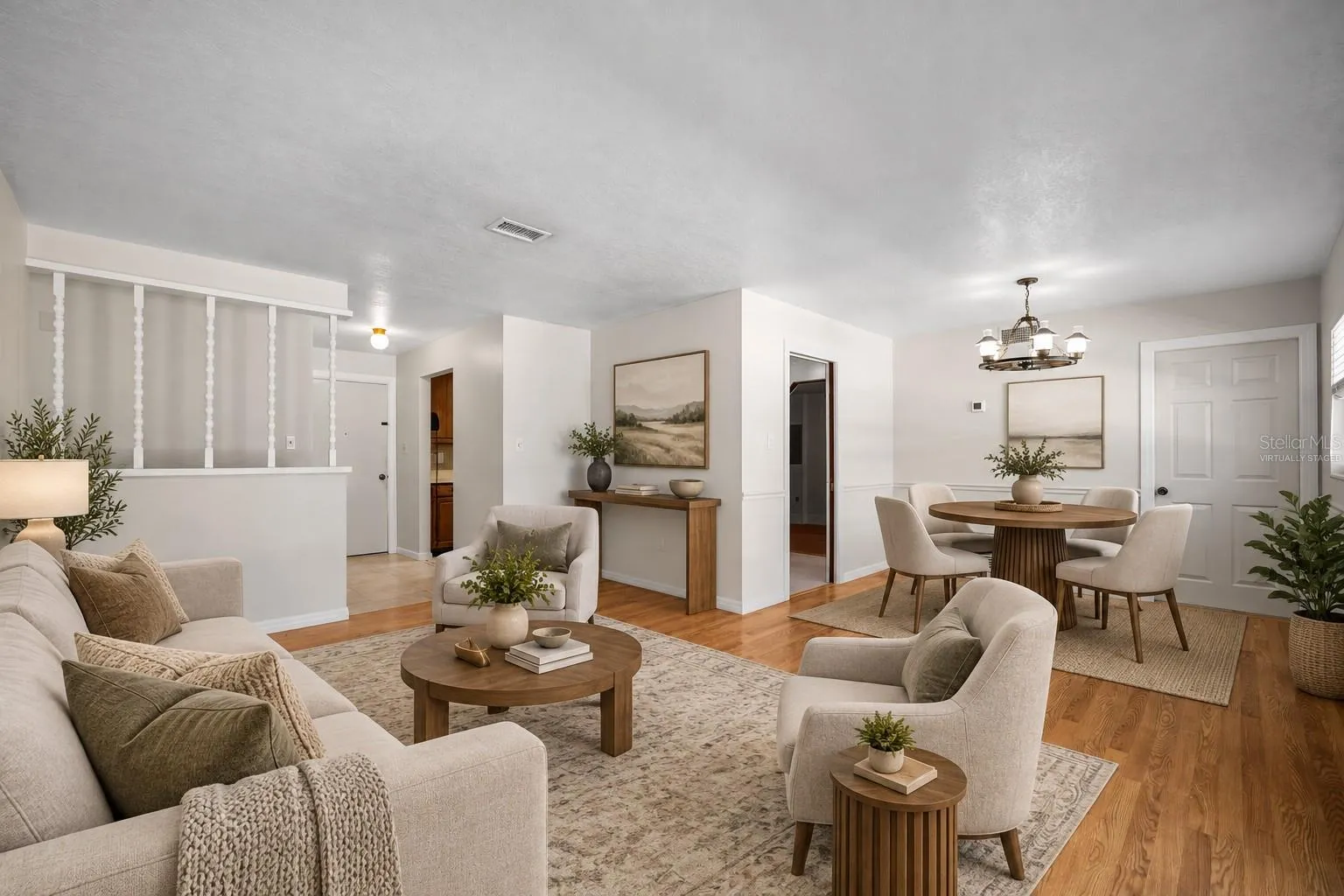 Virtually Staged Living and Dining Room