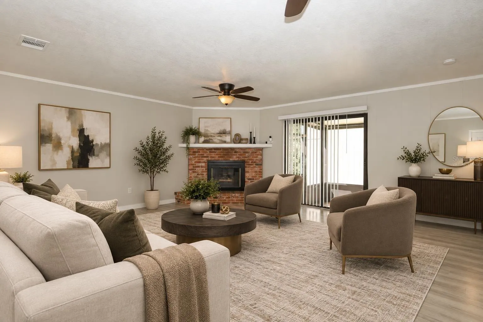 Virtually Staged- Family Room with Access to screened porch area