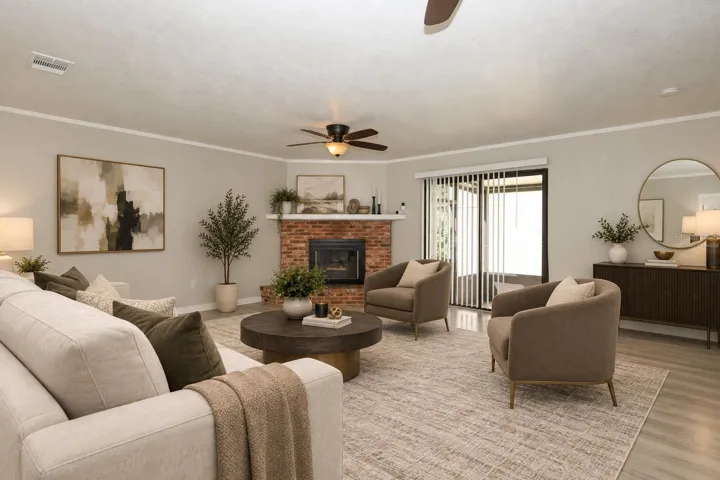Virtually Staged- Family Room with Access to screened porch area