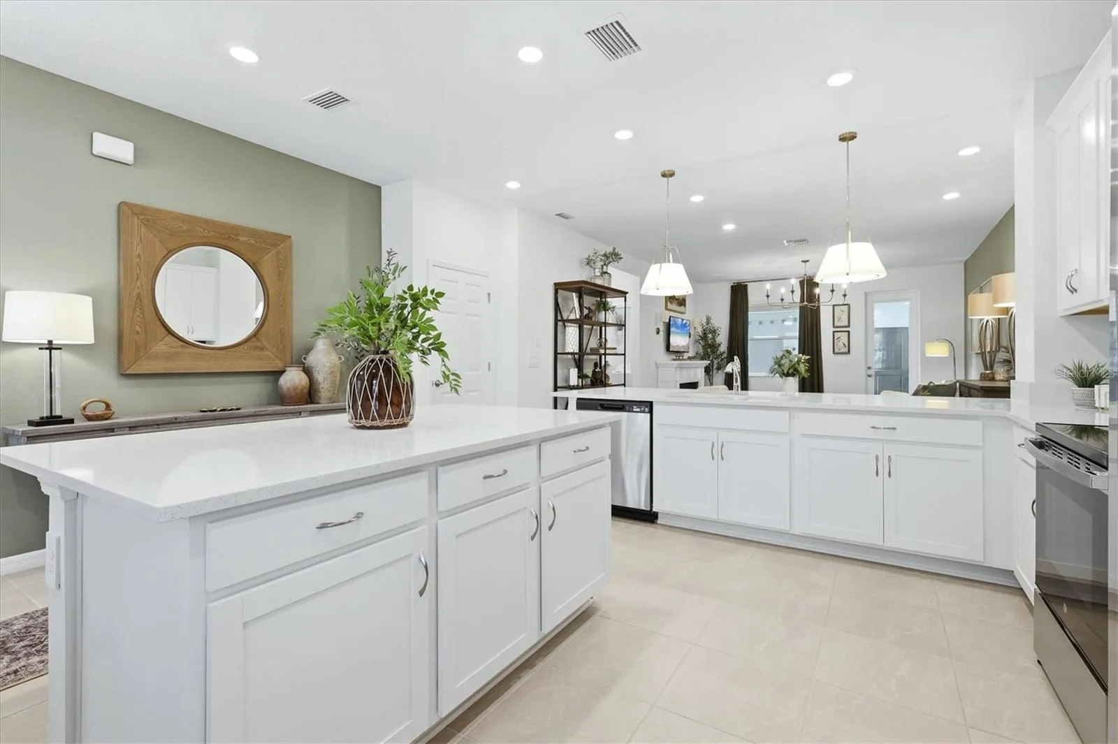 Large island with extra storage and seating