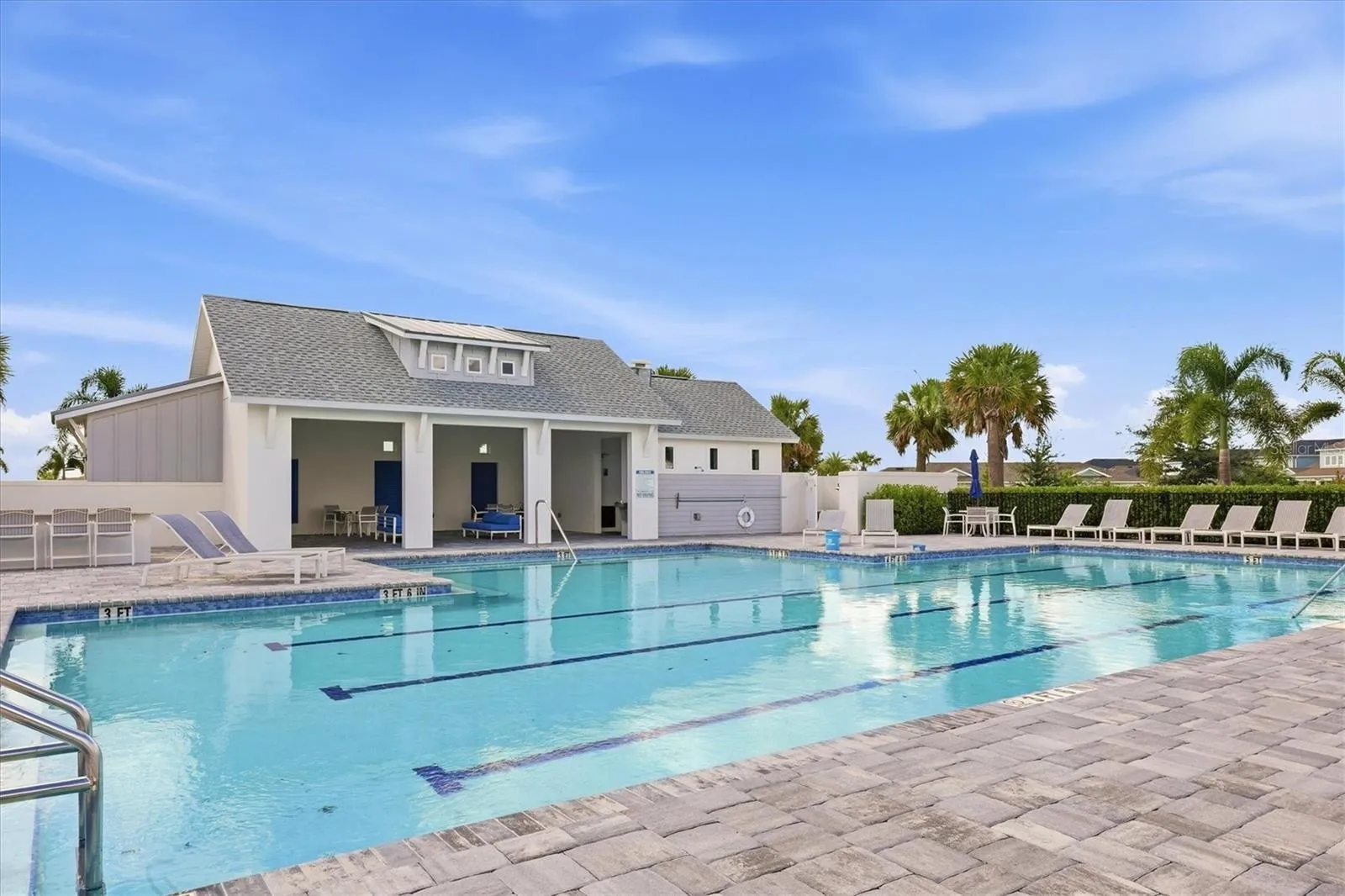 Community pool with lap lanes
