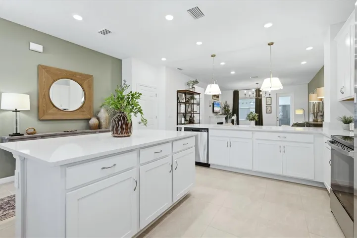 Large island with extra storage and seating