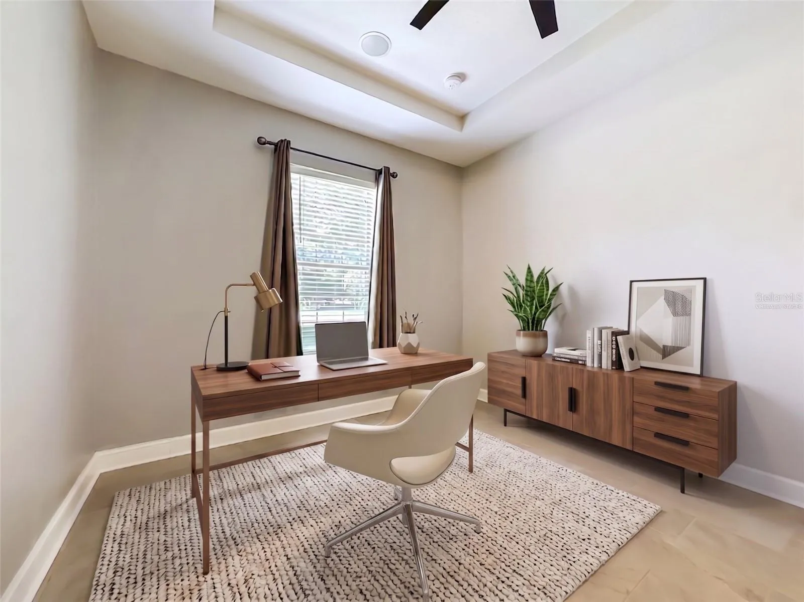 Virtually staged primary bedroom