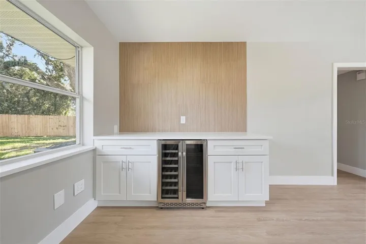 Bar/coffee station with beverage fridge/wine cooler